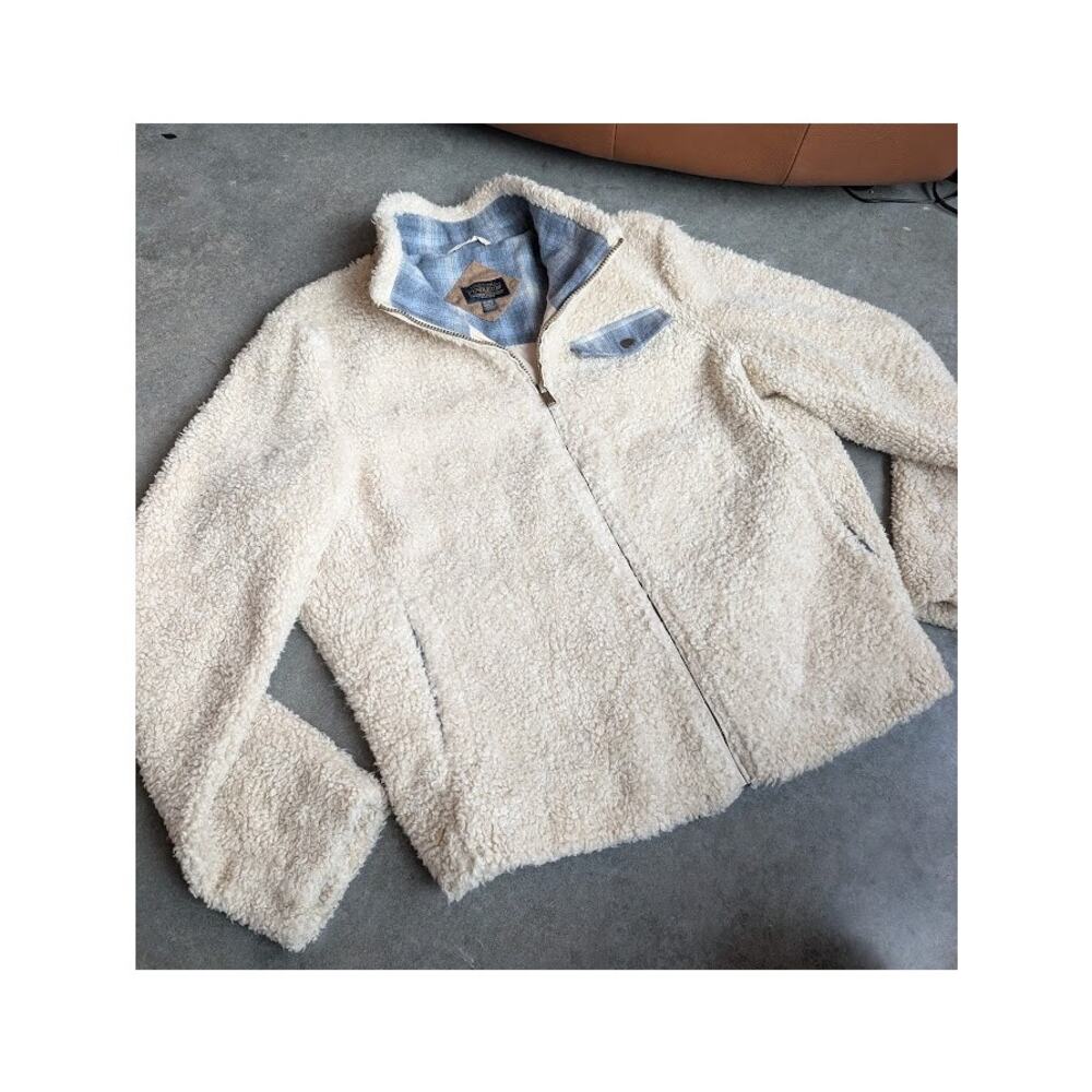 PENDLETON Chore Jacket Plaid Women's Size XL Teddy Shearling Sherpa Pockets
